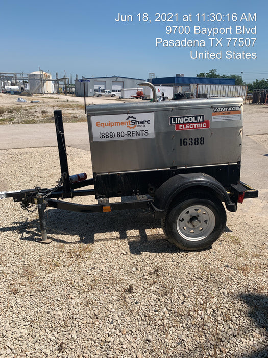 2018 Lincoln Electric Vantage 322 Lincoln Vantage 322 Welder Ready Pak 3 - Vantage 322, Trailer, Fender and light kit, Cable rack
