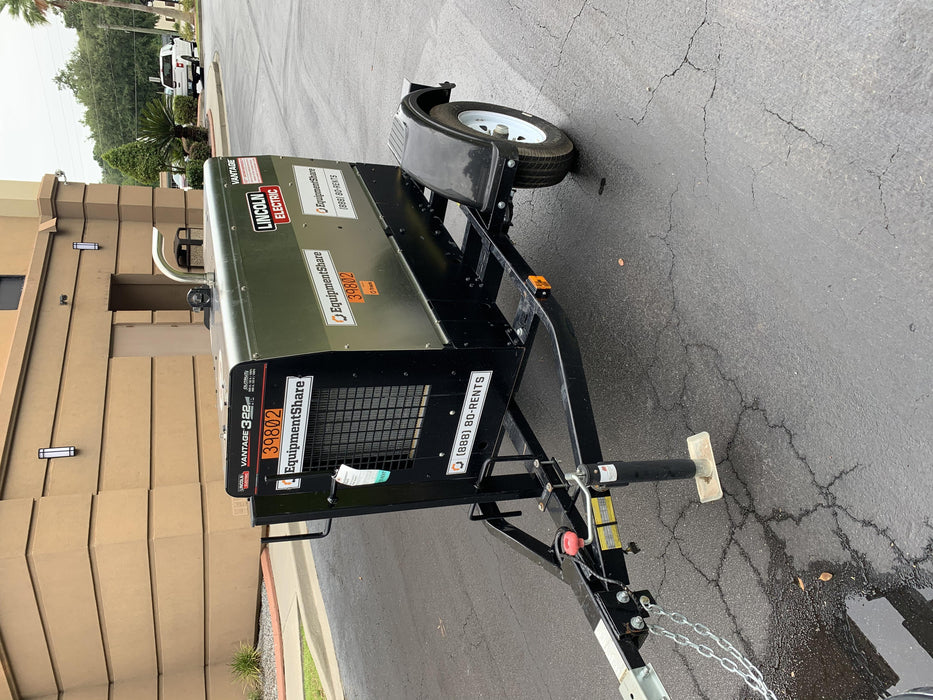 2019 Lincoln Electric Vantage 322 Welder Ready-Pak 3, Two wheel trailer, Fender and Light kit, Cable Rack