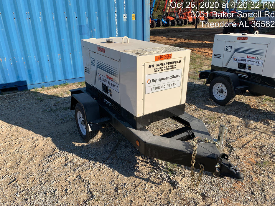 2020 Multiquip DLW400ESA4 400 amp Welder, 14kW, 120/240V, T4F Kubota, Trailer