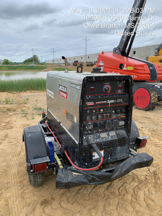 2019 Lincoln Electric Vantage 322 Ready-Pak 3, Two Wheel Trailer, Fender and Light Kit, Cable Rack