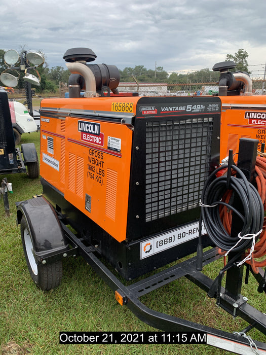 2021 Lincoln Electric Vantage 549X Ready Pak 3, ORANGE (includes trailer, cable rack, fender light kit)