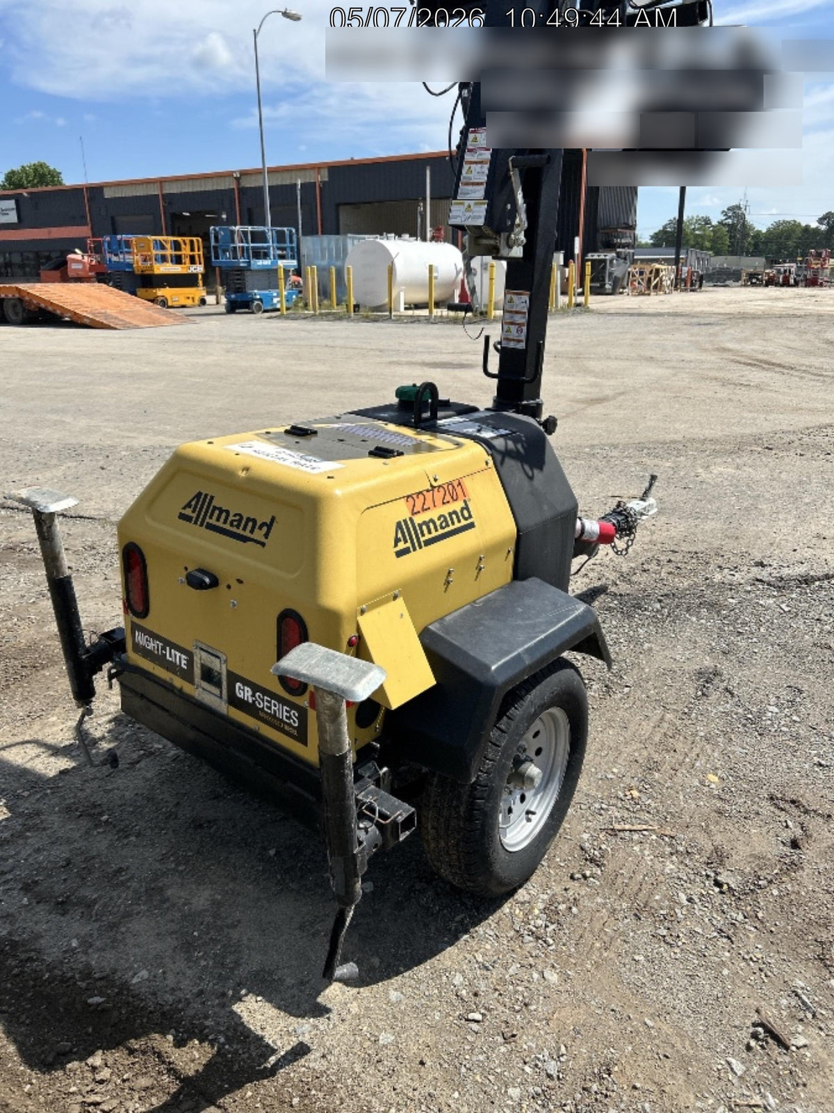 2022 Allmand NLV3GR (4) LED Light Fixture 350W, 23' Vertical Mast, 3kW Prime, Towable, Deep Sea L401, Leveling Jacks, Yanmar T4F 5.8hp