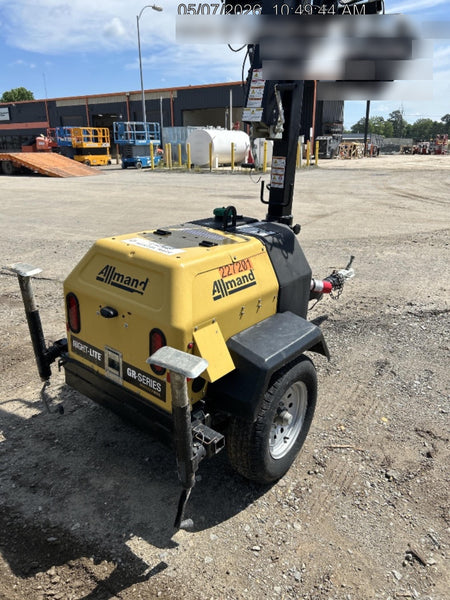2022 Allmand NLV3GR (4) LED Light Fixture 350W, 23' Vertical Mast, 3kW Prime, Towable, Deep Sea L401, Leveling Jacks, Yanmar T4F 5.8hp