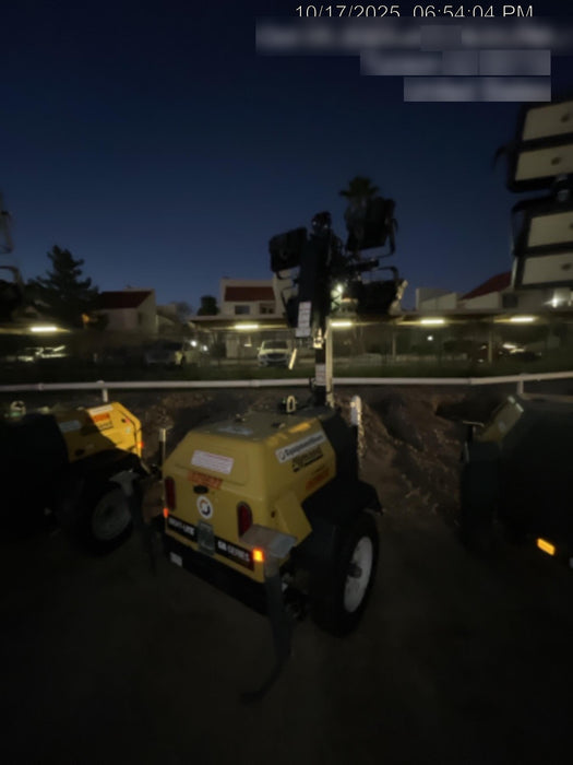 Allmand NLV3GR (4) LED Light Fixture 350W, 23' Vertical Mast, 3kW Prime, Towable, Deep Sea L401, Leveling Jacks, Yanmar T4F 5.8hp