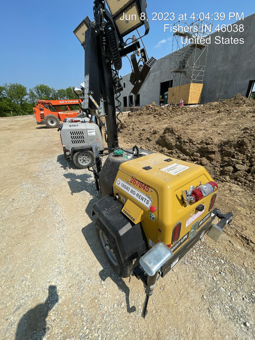 2022 Allmand NLV3GR (4) LED Light Fixture 350W, 23' Vertical Mast, 3kW Prime, Towable, ES Decals, T3