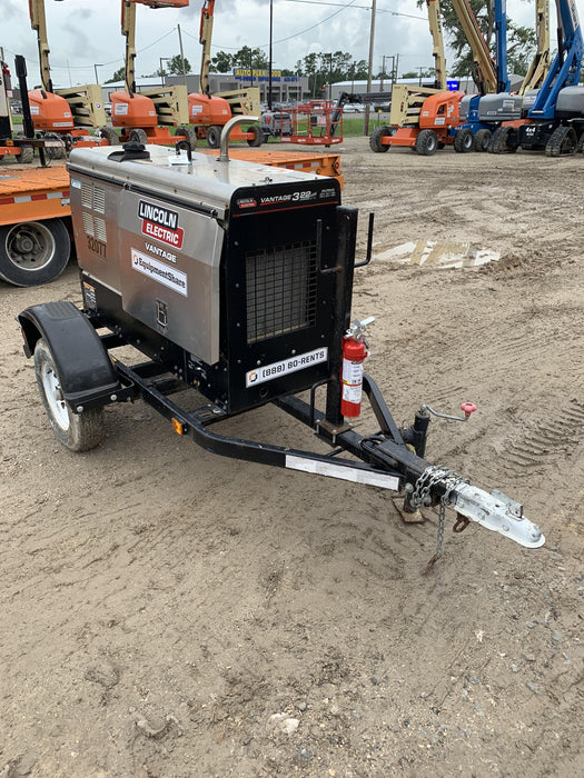 2019 Lincoln Electric Vantage 322 Welder Ready-Pak 3, Two wheel trailer, Fender and Light kit, Cable Rack