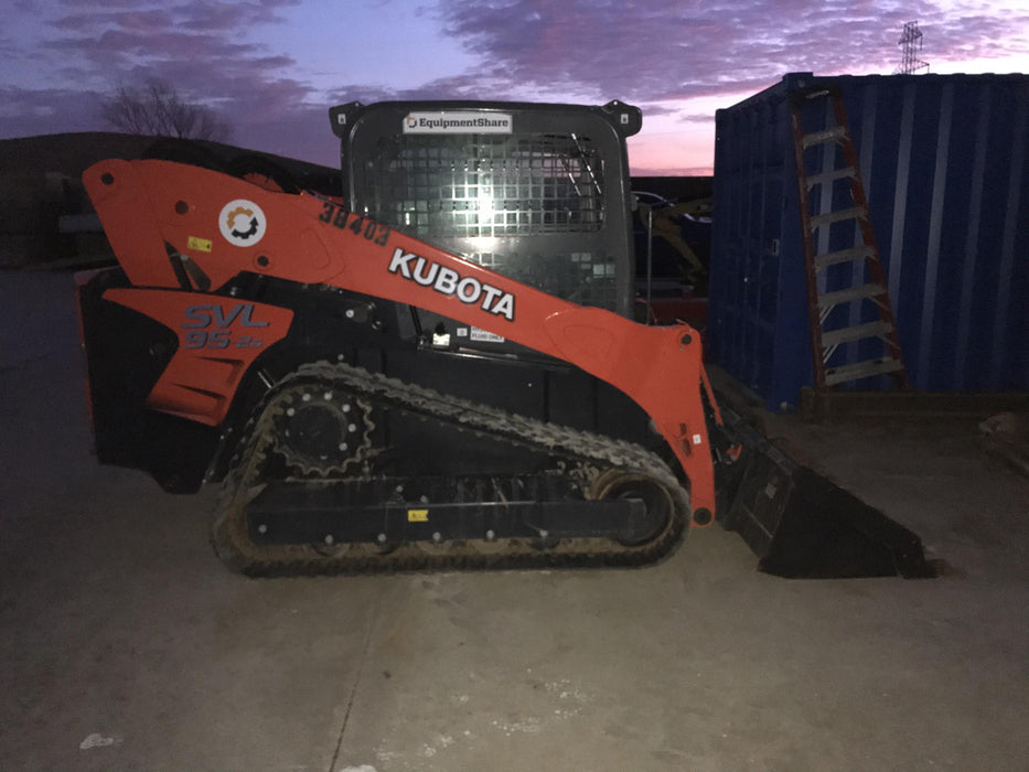 2019 Kubota SVL95-2S Cab/Heat/Air, Standard Tracks, Standard Flow, Hydraulic QC 80" HD w/ Smooth Cutting Edge