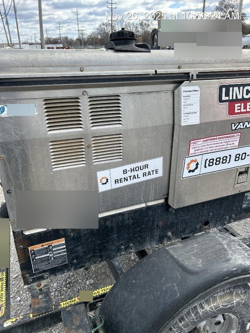 2019 Lincoln Electric Vantage 322 Welder Ready-Pak 3, Two wheel trailer, Fender and Light kit, Cable Rack