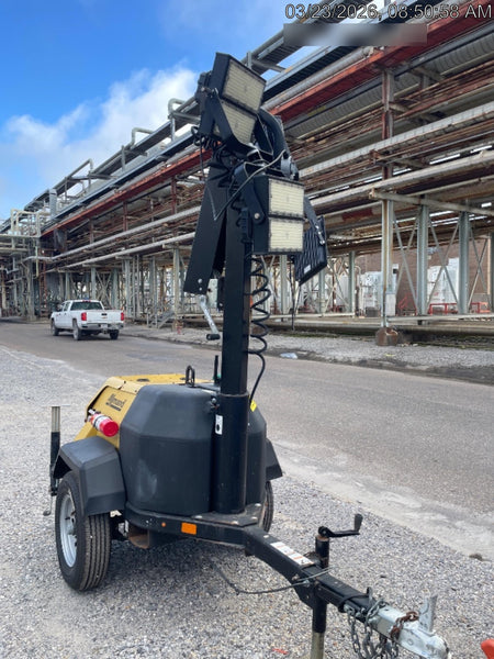 2022 Allmand NLV3GR (4) LED Light Fixture 350W, 23' Vertical Mast, 3kW Prime, Towable, Deep Sea L401, Leveling Jacks, Yanmar T4F 5.8hp