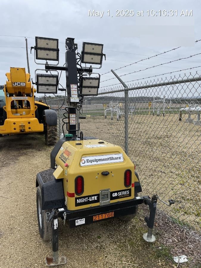 2022 Allmand NLV3GR (4) LED Light Fixture 350W, 23' Vertical Mast, 3kW Prime, Towable, Deep Sea L401, Leveling Jacks, Yanmar T4F 5.8hp
