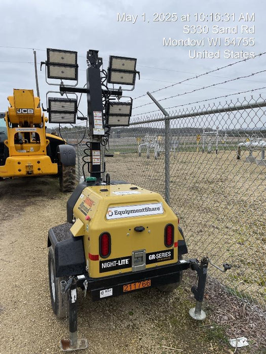 2022 Allmand NLV3GR (4) LED Light Fixture 350W, 23' Vertical Mast, 3kW Prime, Towable, Deep Sea L401, Leveling Jacks, Yanmar T4F 5.8hp