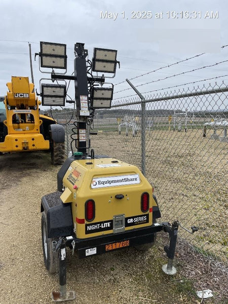 2022 Allmand NLV3GR (4) LED Light Fixture 350W, 23' Vertical Mast, 3kW Prime, Towable, Deep Sea L401, Leveling Jacks, Yanmar T4F 5.8hp