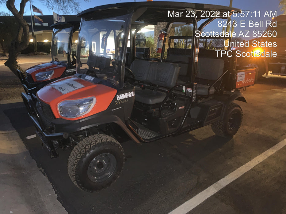2022 Kubota RTV-X1140W-H Plastic Canopy, Windshield Acrylic Clear, LED Strobe Light, Wire Harness Kit, Back up Alarm