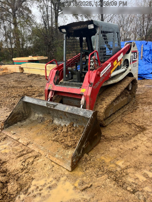 2019 Takeuchi TL8 Canopy, 15" Wide Rubber Tracks, Back-up Alarm, Front & Rear Working Lights, Auxiliary Hydraulics, Two-Speed Travel, Electronic Monitoring System 76" HD Smooth Dirt Bucket with Bolt-On Edge, 20.3 cubic feet Capacity
