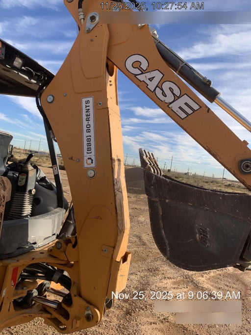 2019 Case 580N EP Canopy, 4WD, 1-Way Aux Hydraulics, Pilot Controls, Ride Control and Loader Aux Hydraulics, 900 LB. Front CWT, 82" HD LONG LIP (1 CU. YD.) W/BOCE AND LIFT EYES, FLIP OVER/STABILIZER PADS COMB