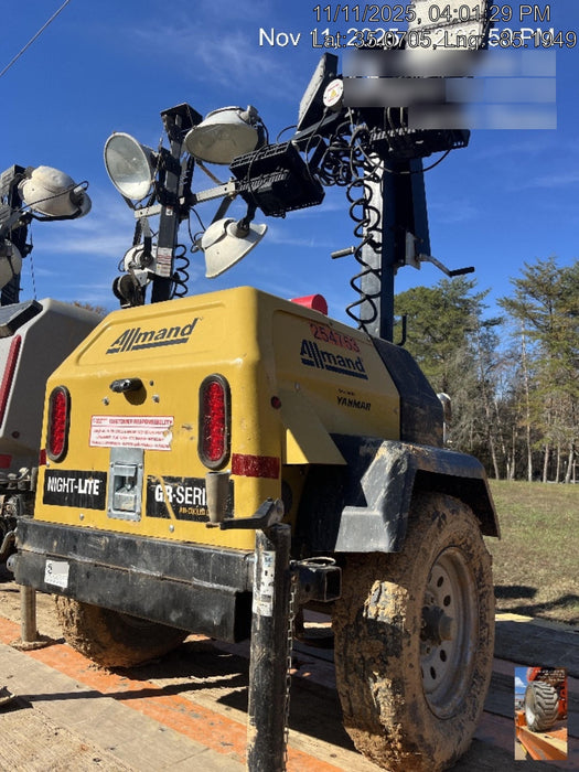 2022 Allmand NLV3GR (4) LED Light Fixture 350W, 23' Vertical Mast, 3kW Prime, Towable, ES Decals, T3