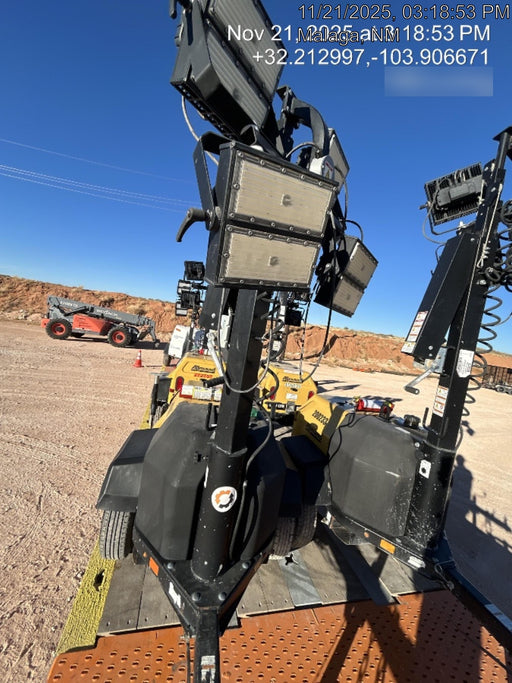 2022 Allmand NLV3GR (4) LED Light Fixture 350W, 23' Vertical Mast, 3kW Prime, Towable, ES Decals, T3