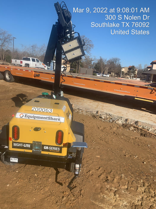 2022 Allmand NLV3GR (4) LED Light Fixture 350W, 23' Vertical Mast, 3kW Prime, Towable, Deep Sea L401, Leveling Jacks, Yanmar T4F 5.8hp