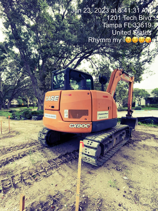 2018 Case CX80C CLOSED CAB, A/C, RUBBER TRACKS PADS, 7'-2" ARM