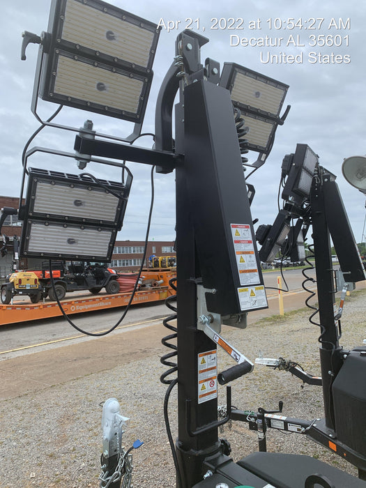 2022 Allmand NLV3GR (4) LED Light Fixture 350W, 23' Vertical Mast, 3kW Prime, Towable, Deep Sea L401, Leveling Jacks, Yanmar T4F 5.8hp