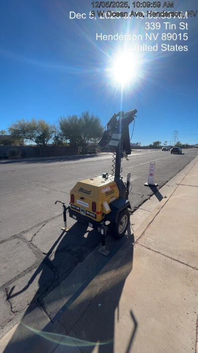2022 Allmand NLV3GR (4) LED Light Fixture 350W, 23' Vertical Mast, 3kW Prime, Towable, ES Decals, T3