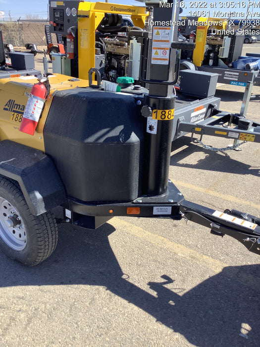 Allmand NLV3GR (4) LED Light Fixture 350W, 23' Vertical Mast, 3kW Prime, Towable, Deep Sea L401, Leveling Jacks, Yanmar T4F 5.8hp