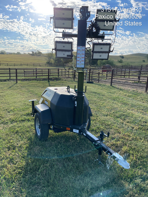 2022 Allmand NLV3GR (4) LED Light Fixture 350W, 23' Vertical Mast, 3kW Prime, Towable, ES Decals, T3