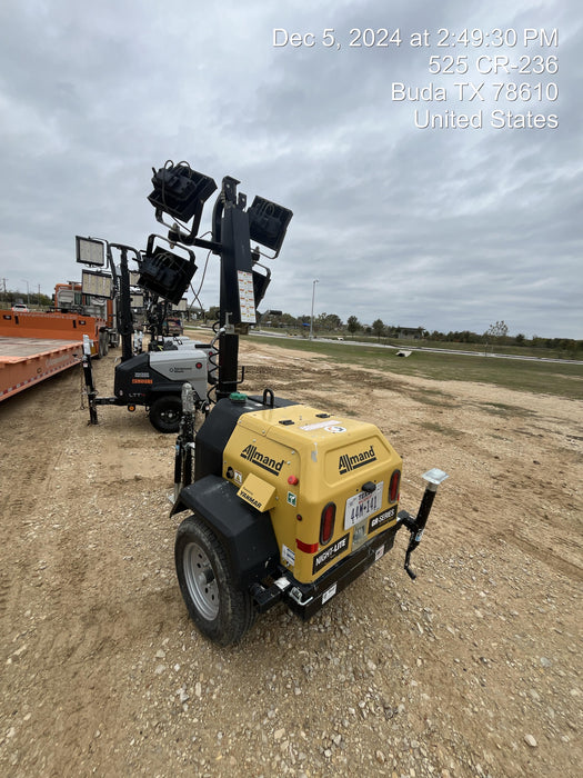 2022 Allmand NLV3GR (4) LED Light Fixture 350W, 23' Vertical Mast, 3kW Prime, Towable, ES Decals, T3