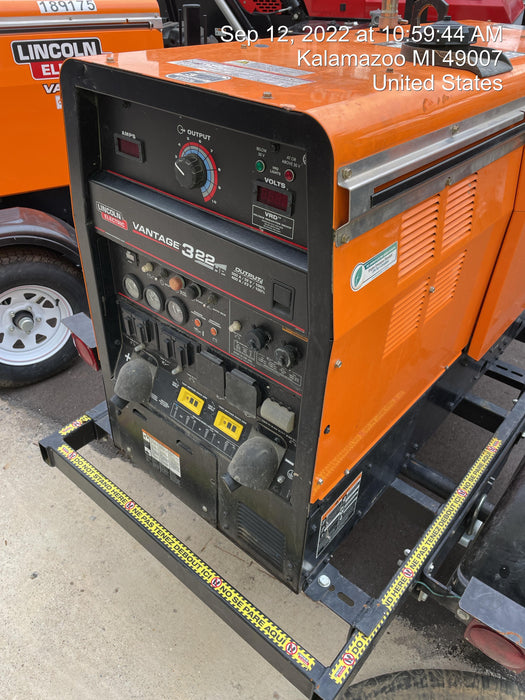 2021 Lincoln Electric Vantage 322 Vantage 322 Ready Pak 3 w/ Decals, ORANGE (includes trailer, cable rack, fender light kit) NO Telematics