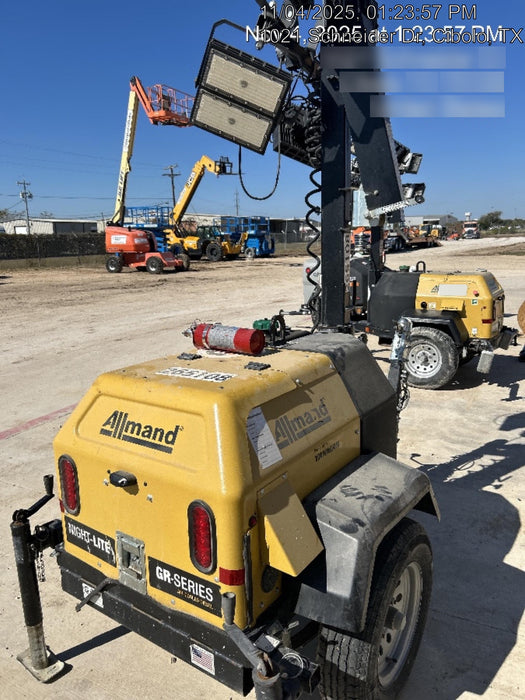 2022 Allmand NLV3GR (4) LED Light Fixture 350W, 23' Vertical Mast, 3kW Prime, Towable, ES Decals, T3