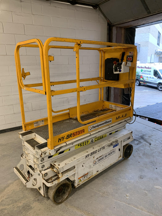 Custom Equipment HB-1430 Hy-Brid Scissor Lift
Platform capacity up to 670 lbs
Working height up to 20 ft
Weighs under 1,700 lbs
Non-marking wheels