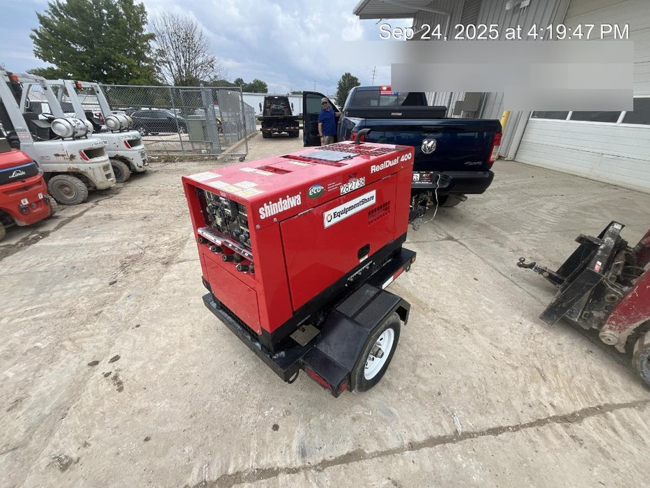 2022 Shindaiwa DGW400MDL Kubota D902 Engine, 23 HP, Dual Op Welder, Wire, Arc, Droop Stick, Tig, and CC Stick Functionality, Simulphase, 3 Phase and 1 Phase Gen Output, Single Axle NB Trlr, Slr Trckl Chrg 12V 12W, Fire Ext