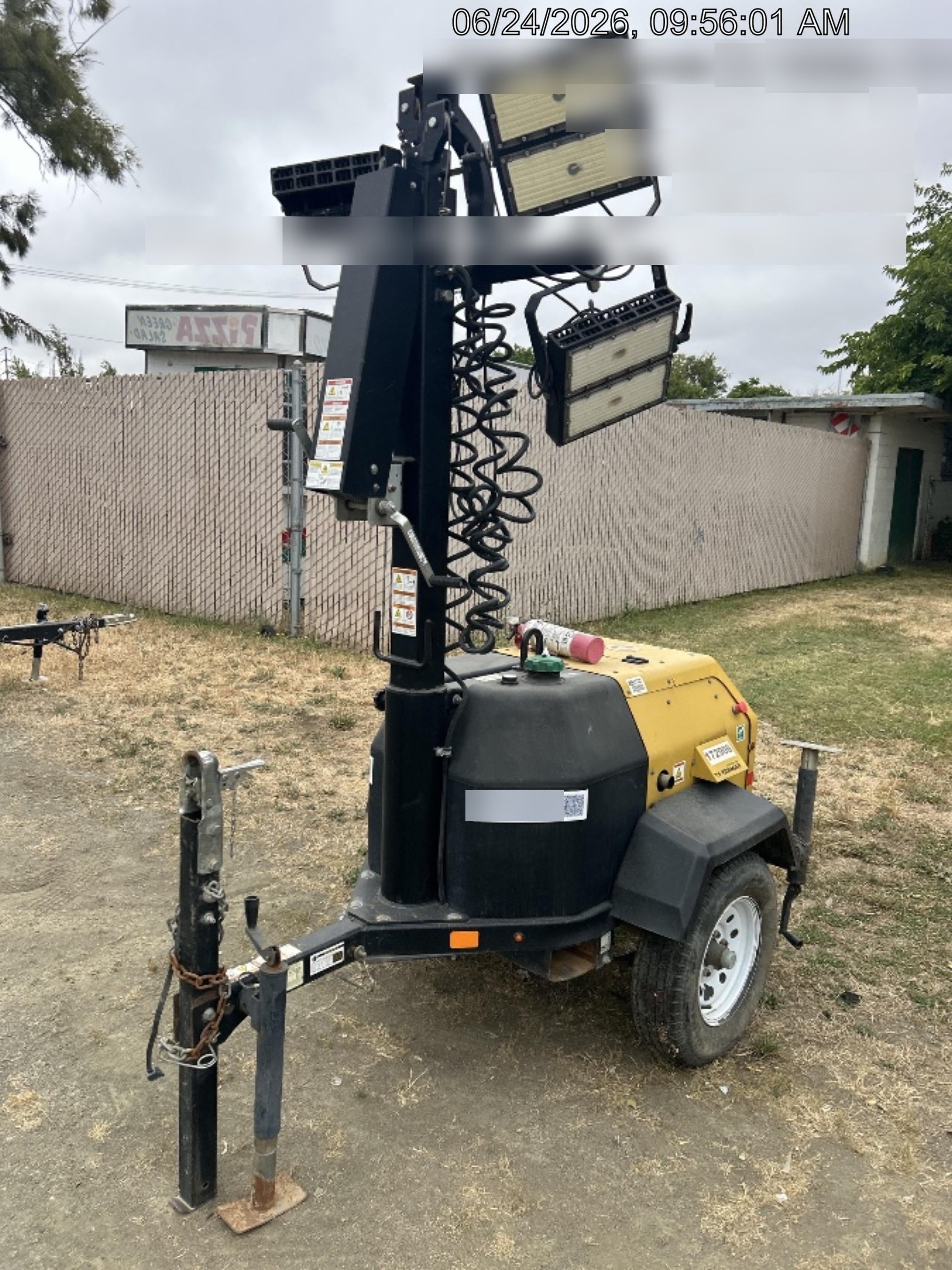 Allmand NLV3GR (4) LED Light Fixture 350W, 23' Vertical Mast, 3kW Prime, Towable, Deep Sea L401, Leveling Jacks, Yanmar T4F 5.8hp