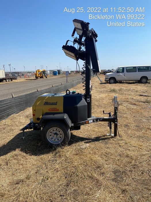 2020 Allmand NLV3GR (4) LED Light Fixture 350W, 23' Vertical Mast, 3kW Prime, Towable, Deep Sea L401, Leveling Jacks, Yanmar T4F 5.8hp