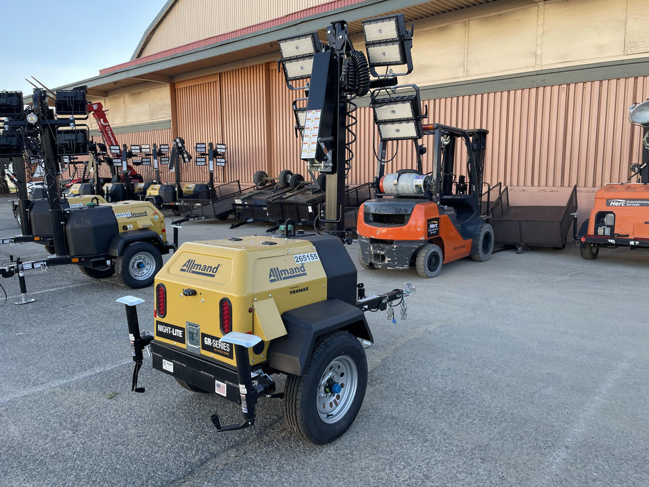 2022 Allmand NLV3GR (4) LED Light Fixture 350W, 23' Vertical Mast, 3kW Prime, Towable, ES Decals, T3