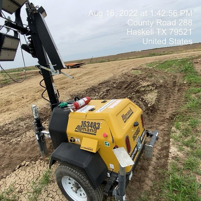 2021 Allmand NLV3GR (4) LED Light Fixture 350W, 23' Vertical Mast, 3kW Prime, Towable, Deep Sea L401, Leveling Jacks, Yanmar T4F 5.8hp