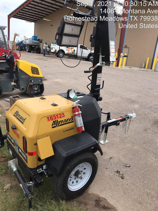 2021 Allmand NLV3GR (4) LED Light Fixture 350W, 23' Vertical Mast, 3kW Prime, Towable, Deep Sea L401, Leveling Jacks, Yanmar T4F 5.8hp