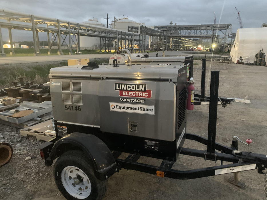 2019 Lincoln Electric Vantage 322 Welder Ready-Pak 3, Two wheel trailer, Fender and Light kit, Cable Rack