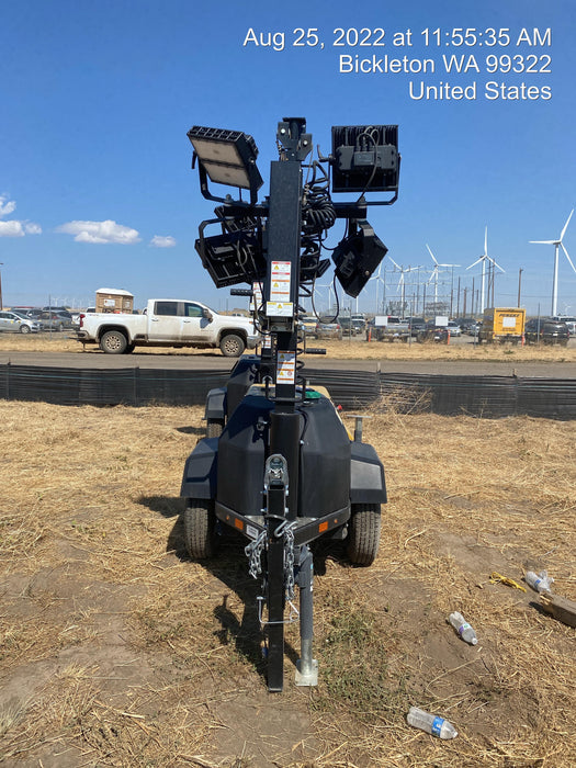 2020 Allmand NLV3GR (4) LED Light Fixture 350W, 23' Vertical Mast, 3kW Prime, Towable, Deep Sea L401, Leveling Jacks, Yanmar T4F 5.8hp