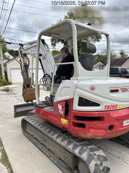 2019 Takeuchi TB260 Takeuchi TB260 Canopy w/Rubber Tracks, Auxiliary Hydraulics, Standard Blade, Manual QC, 12 / 18 / 24" Buckets, Hydraulic Thumb Installed