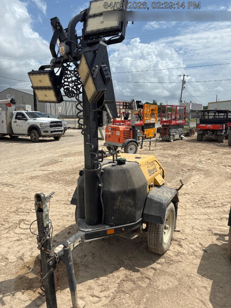 Allmand NLV3GR (4) LED Light Fixture 350W, 23' Vertical Mast, 3kW Prime, Towable, Deep Sea L401, Leveling Jacks, Yanmar T4F 5.8hp