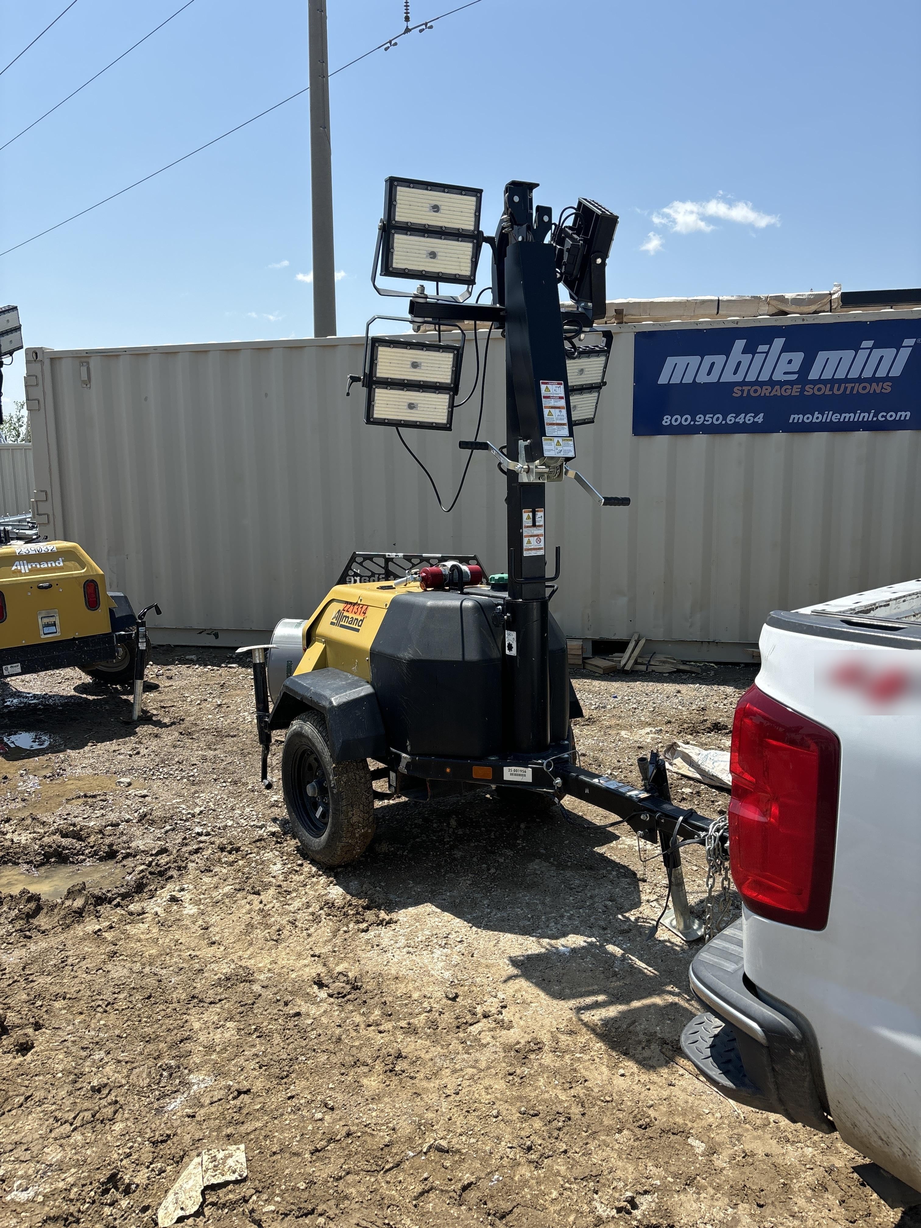 2022 Allmand NLV3GR (4) LED Light Fixture 350W, 23' Vertical Mast, 3kW Prime, Towable, Deep Sea L401, Leveling Jacks, Yanmar T4F 5.8hp