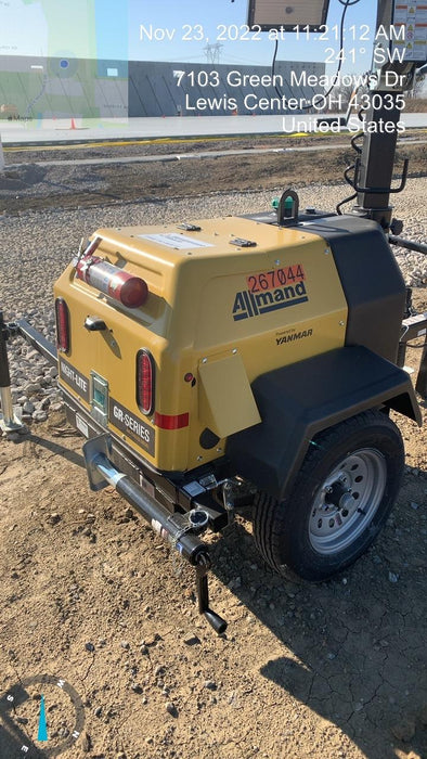 2022 Allmand NLV3GR (4) LED Light Fixture 350W, 23' Vertical Mast, 3kW Prime, Towable, ES Decals, T3