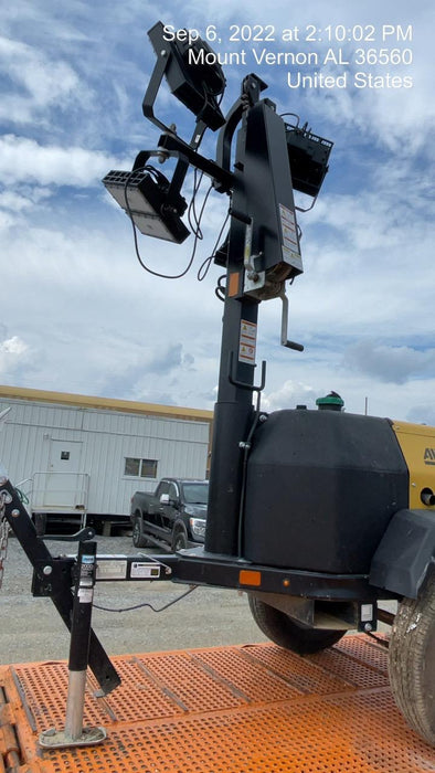 2022 Allmand NLV3GR (4) LED Light Fixture 350W, 23' Vertical Mast, 3kW Prime, Towable, Deep Sea L401, Leveling Jacks, Yanmar T4F 5.8hp