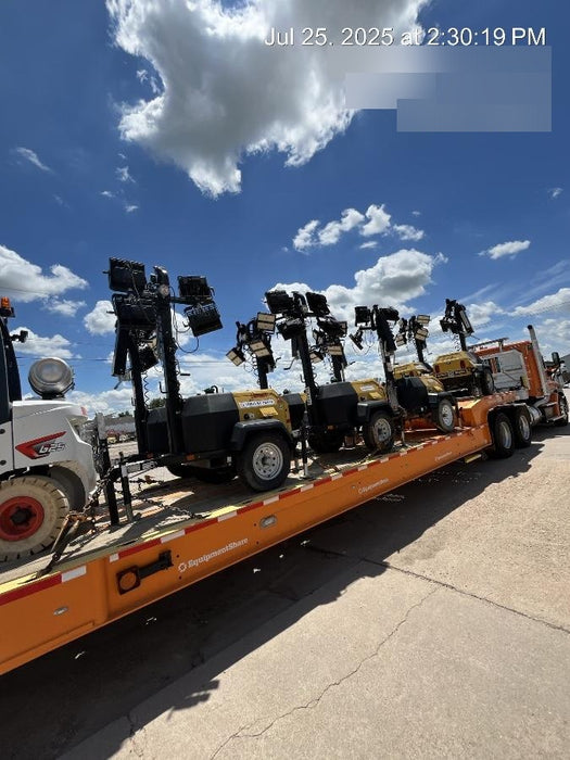 2022 Allmand NLV3GR (4) LED Light Fixture 350W, 23' Vertical Mast, 3kW Prime, Towable, Deep Sea L401, Leveling Jacks, Yanmar T4F 5.8hp