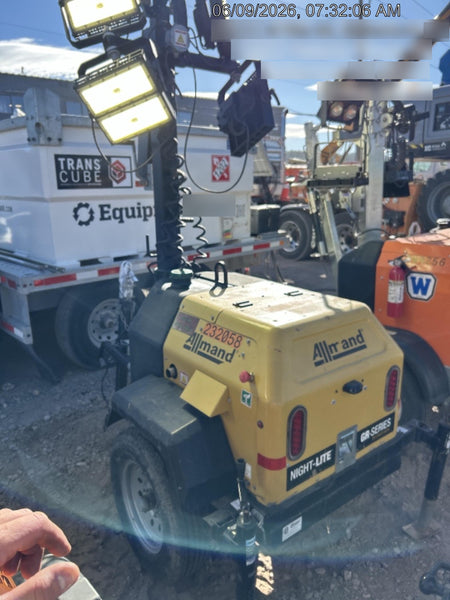 2022 Allmand NLV3GR (4) LED Light Fixture 350W, 23' Vertical Mast, 3kW Prime, Towable, Deep Sea L401, Leveling Jacks, Yanmar T4F 5.8hp