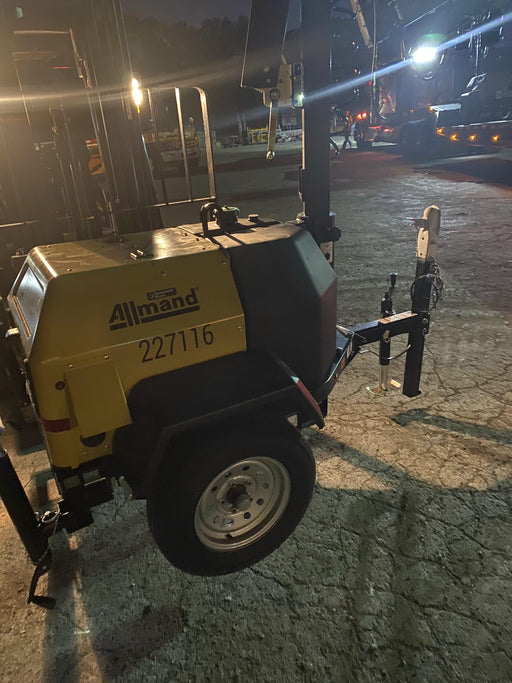 2022 Allmand NLV3GR (4) LED Light Fixture 350W, 23' Vertical Mast, 3kW Prime, Towable, Deep Sea L401, Leveling Jacks, Yanmar T4F 5.8hp