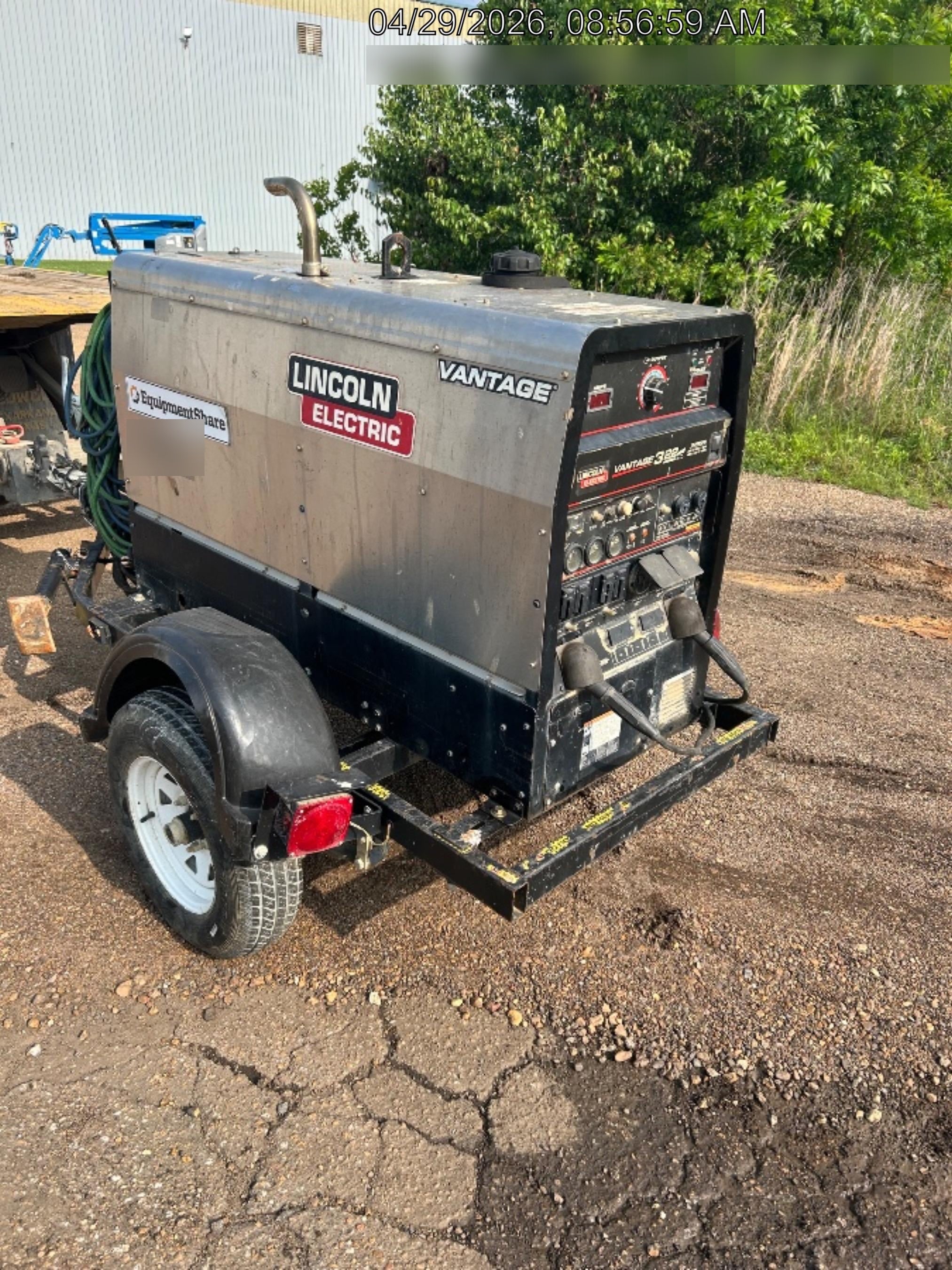2019 Lincoln Electric Vantage 322 Ready-Pak 3, Two Wheel Trailer, Fender and Light Kit, Cable Rack