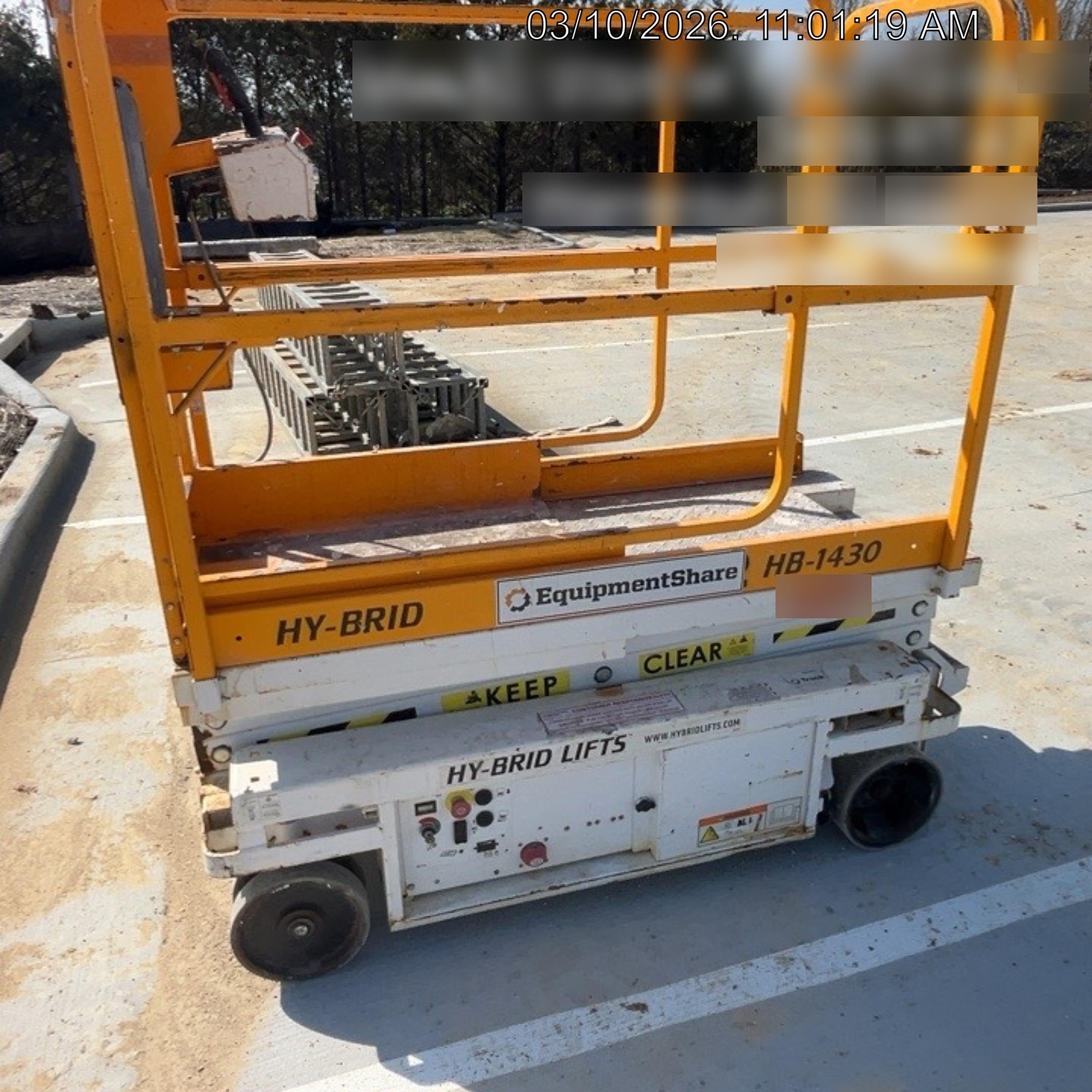 Custom Equipment HB-1430 Hy-Brid Scissor Lift
Platform capacity up to 670 lbs
Working height up to 20 ft
Weighs under 1,700 lbs
Non-marking wheels