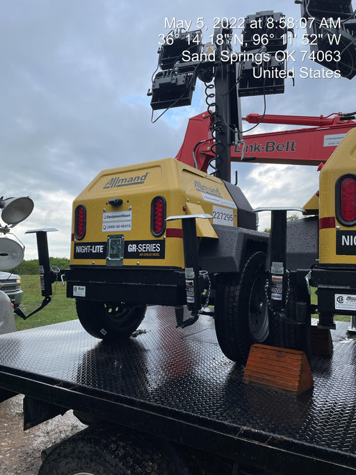 2022 Allmand NLV3GR (4) LED Light Fixture 350W, 23' Vertical Mast, 3kW Prime, Towable, Deep Sea L401, Leveling Jacks, Yanmar T4F 5.8hp